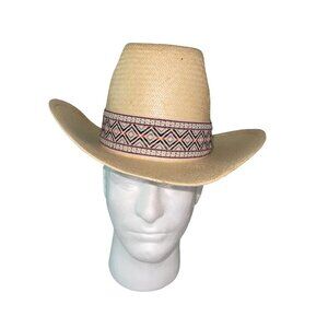 Artel Vintage Mens Fedora Hat Size 6 Beige Straw Genuine Formosan Rodeo Cowboy